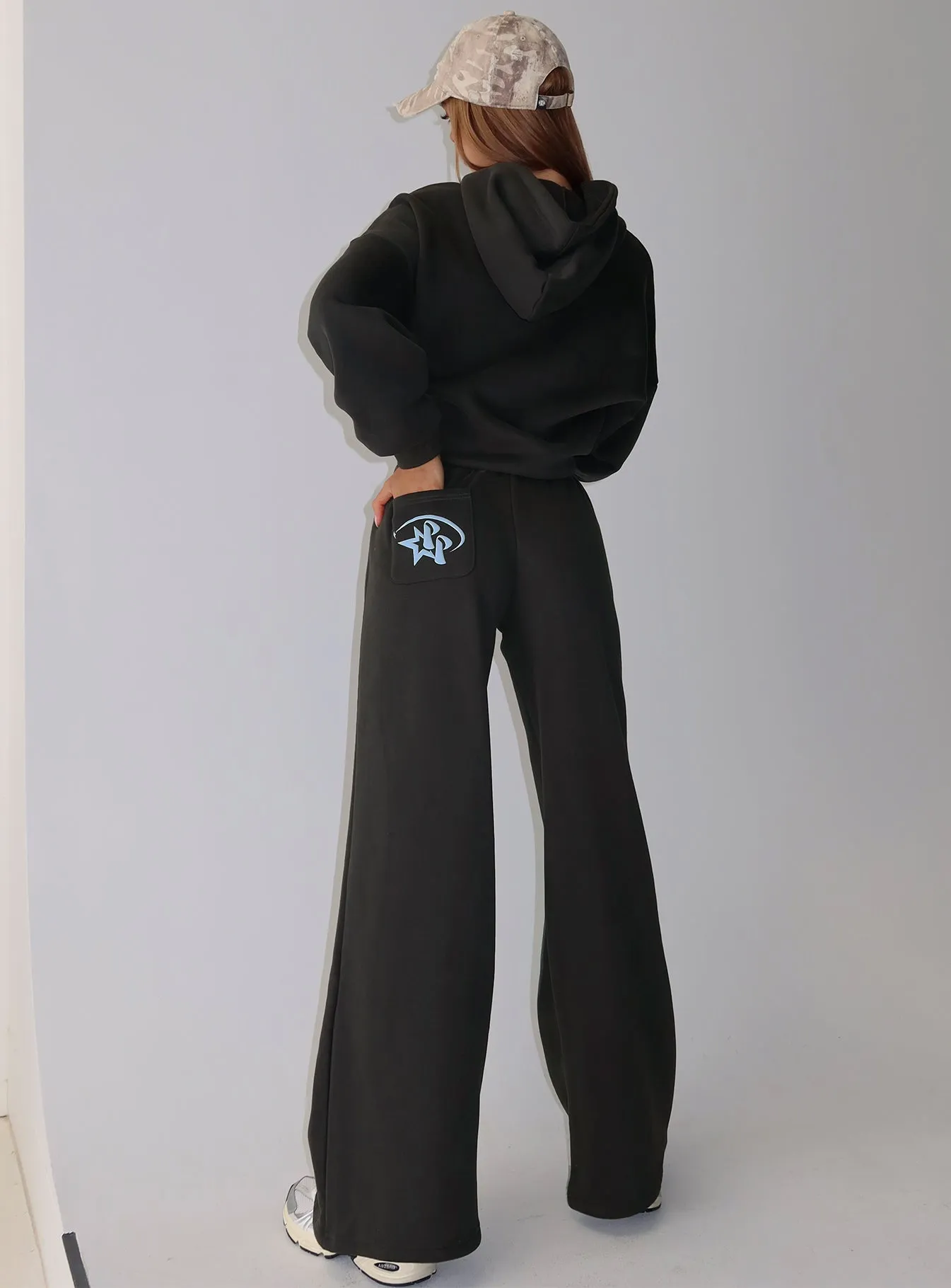 Princess Polly Stargirl Wide Leg Sweat Pants Charcoal sold by Princess Polly