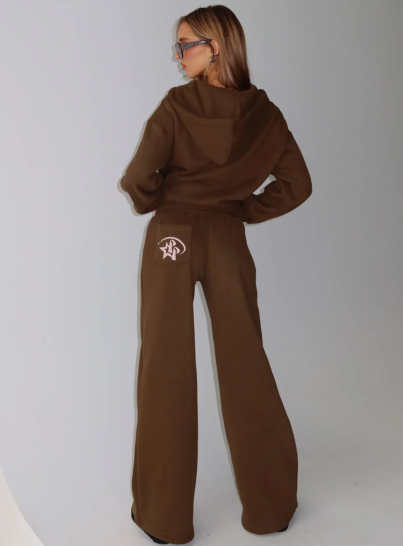 Princess Polly Stargirl Wide Leg Sweat Pants Brown sold by Princess Polly