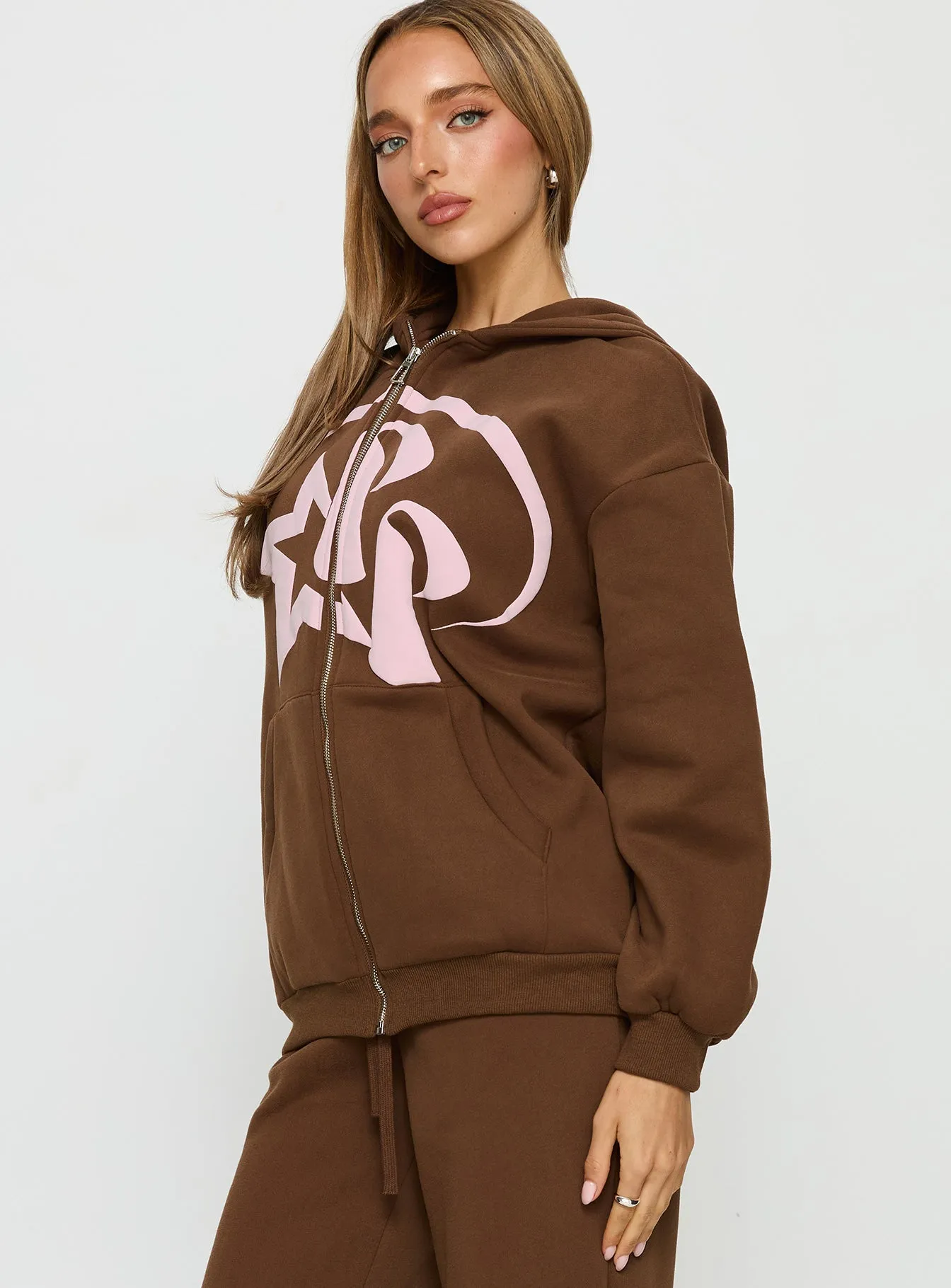 Princess Polly Stargirl Zip Through Jumper Brown sold by Princess Polly product image thumbnail 4