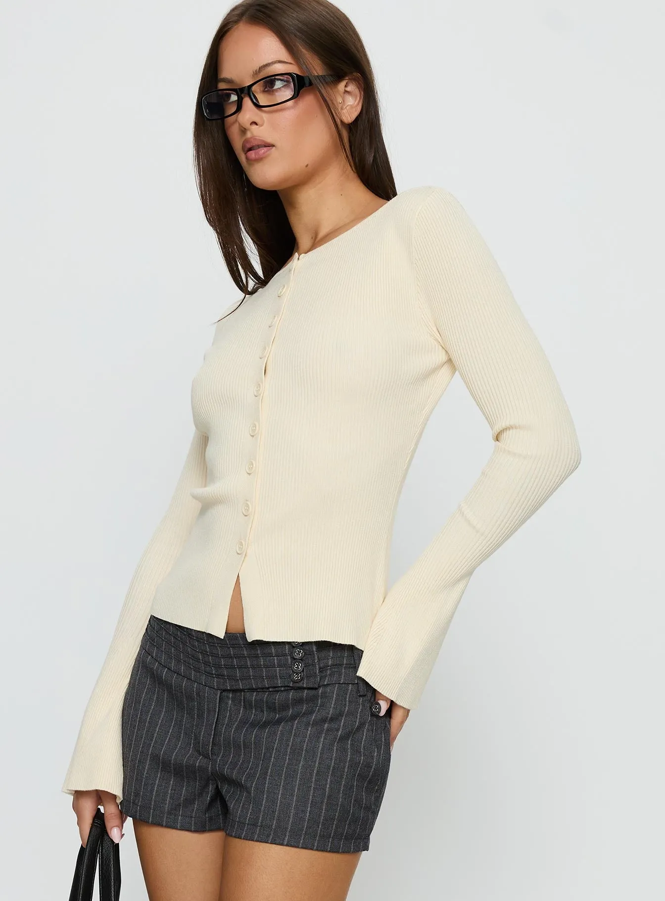 Tahnia Off Shoulder Button Up Top Butter sold by Princess Polly product image thumbnail 5