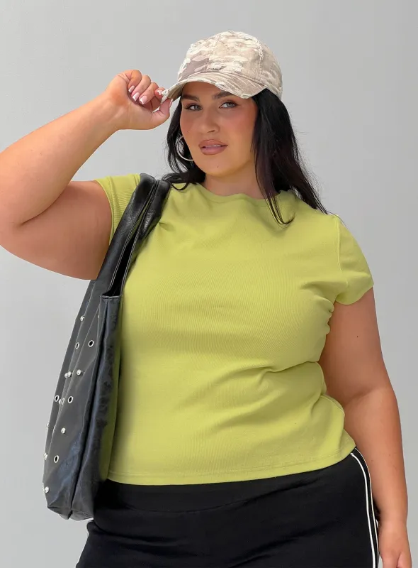 Baseline Longline Rib Top Green Curve sold by Princess Polly