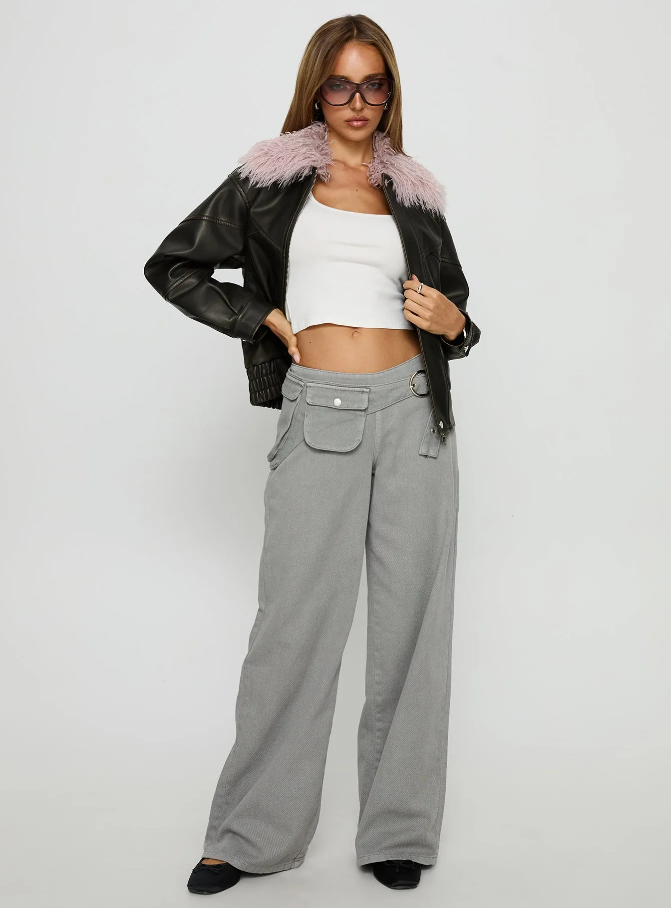 Brittanni Fluffy Collar Jacket Brown / Pink sold by Princess Polly product image thumbnail 3