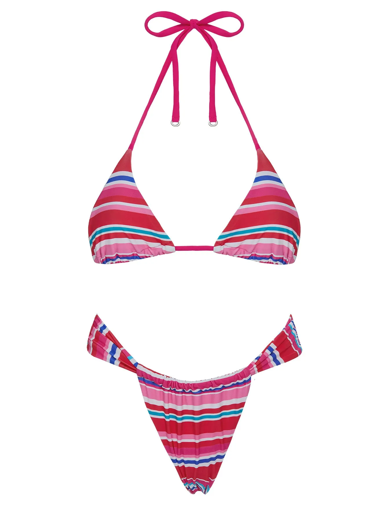 Summer Season Ruched Side Bikini Bottoms Pink / Blue Stripe sold by Princess Polly product image thumbnail 5