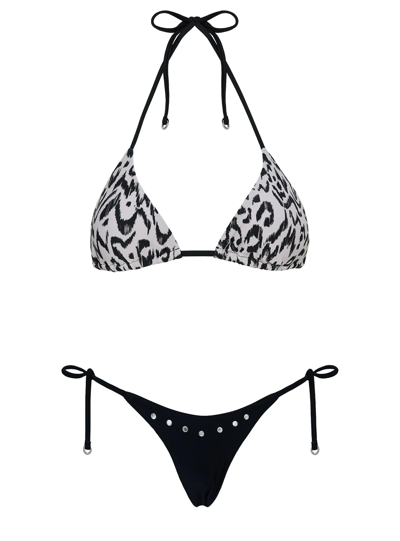 Jenner Triangle Bikini Top Mono Zebra sold by Princess Polly product image thumbnail 5