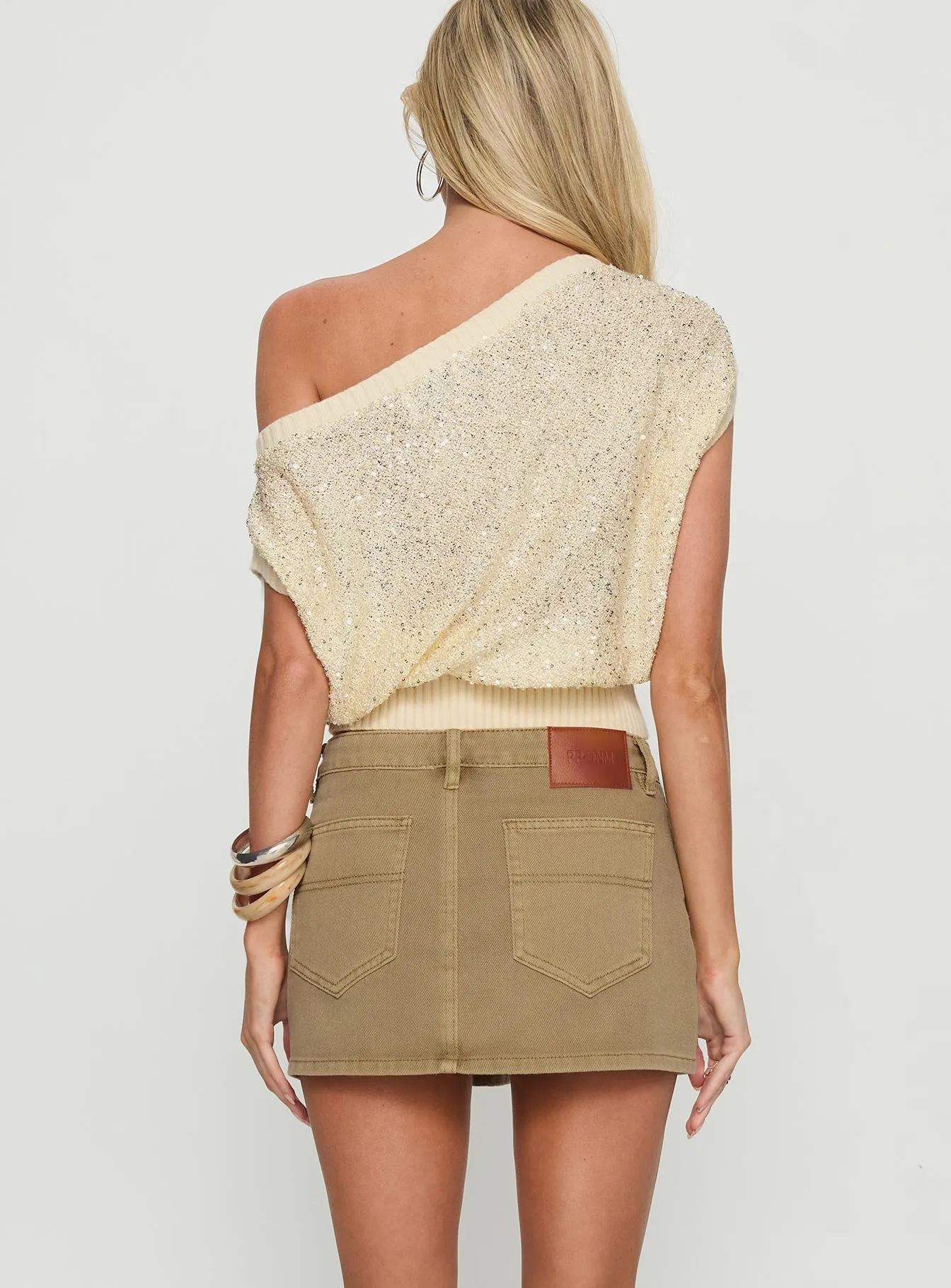 Katlynne Button Detail Mini Skirt Washed Beige sold by Princess Polly product image thumbnail 5