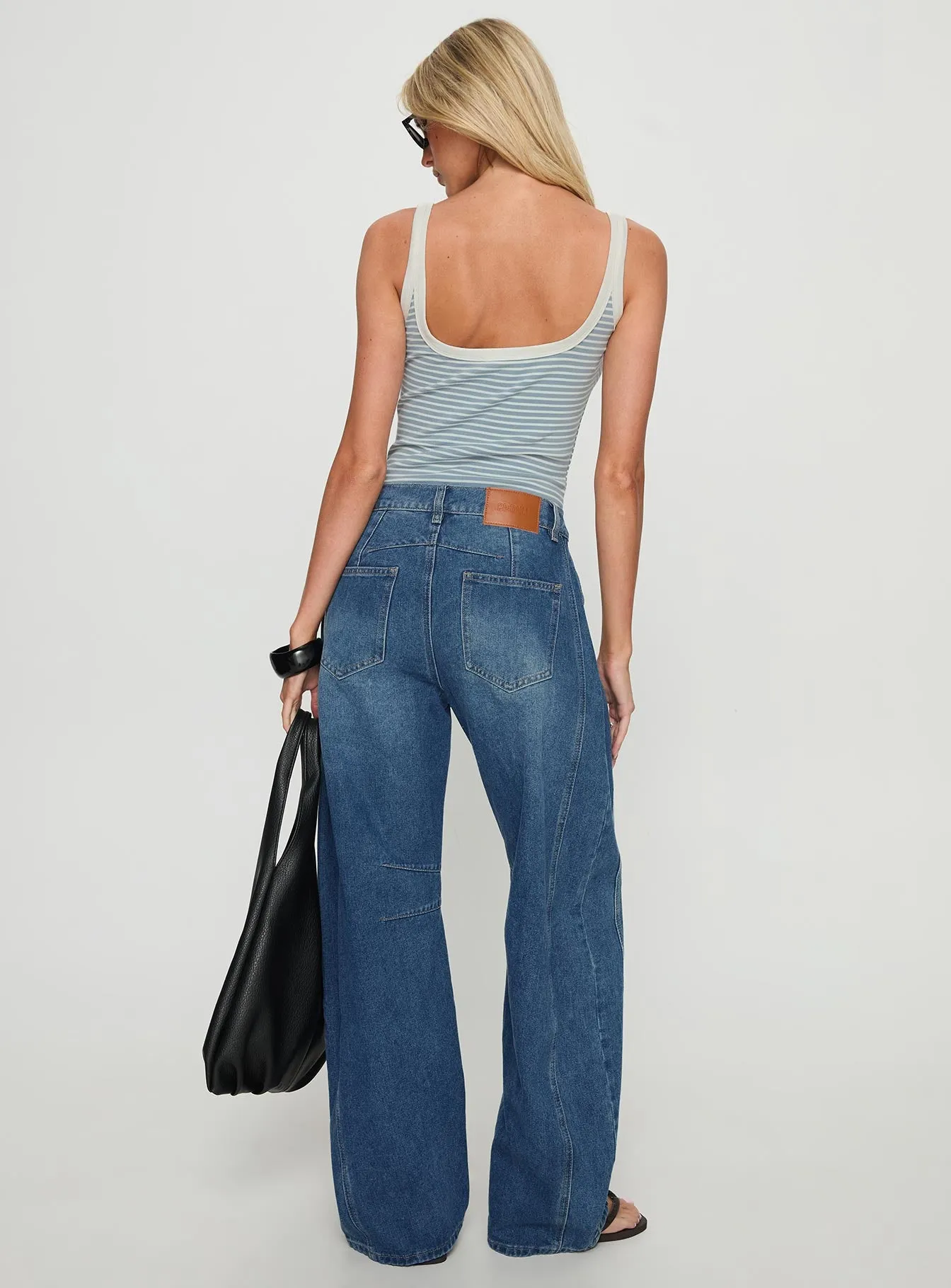 Normana Mid Rise Cropped Barrel Jeans Mid Blue Wash sold by Princess Polly product image thumbnail 5