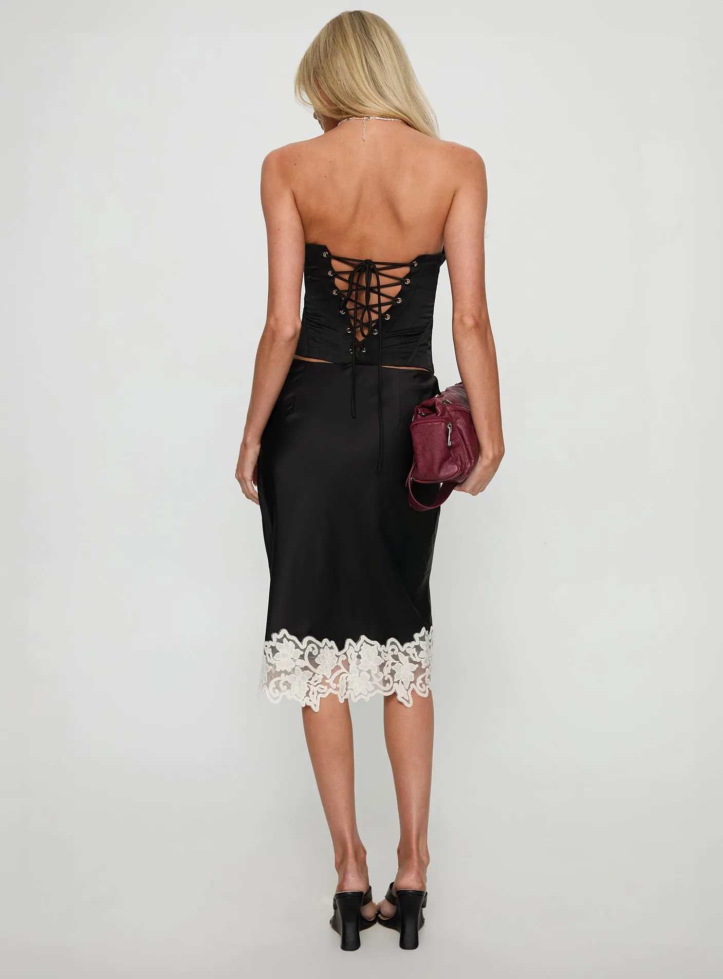 Anchored Midi Skirt Noir sold by Princess Polly product image thumbnail 5