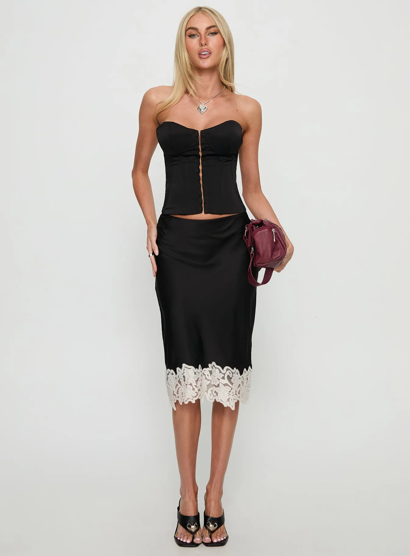 Anchored Midi Skirt Noir sold by Princess Polly product image thumbnail 3