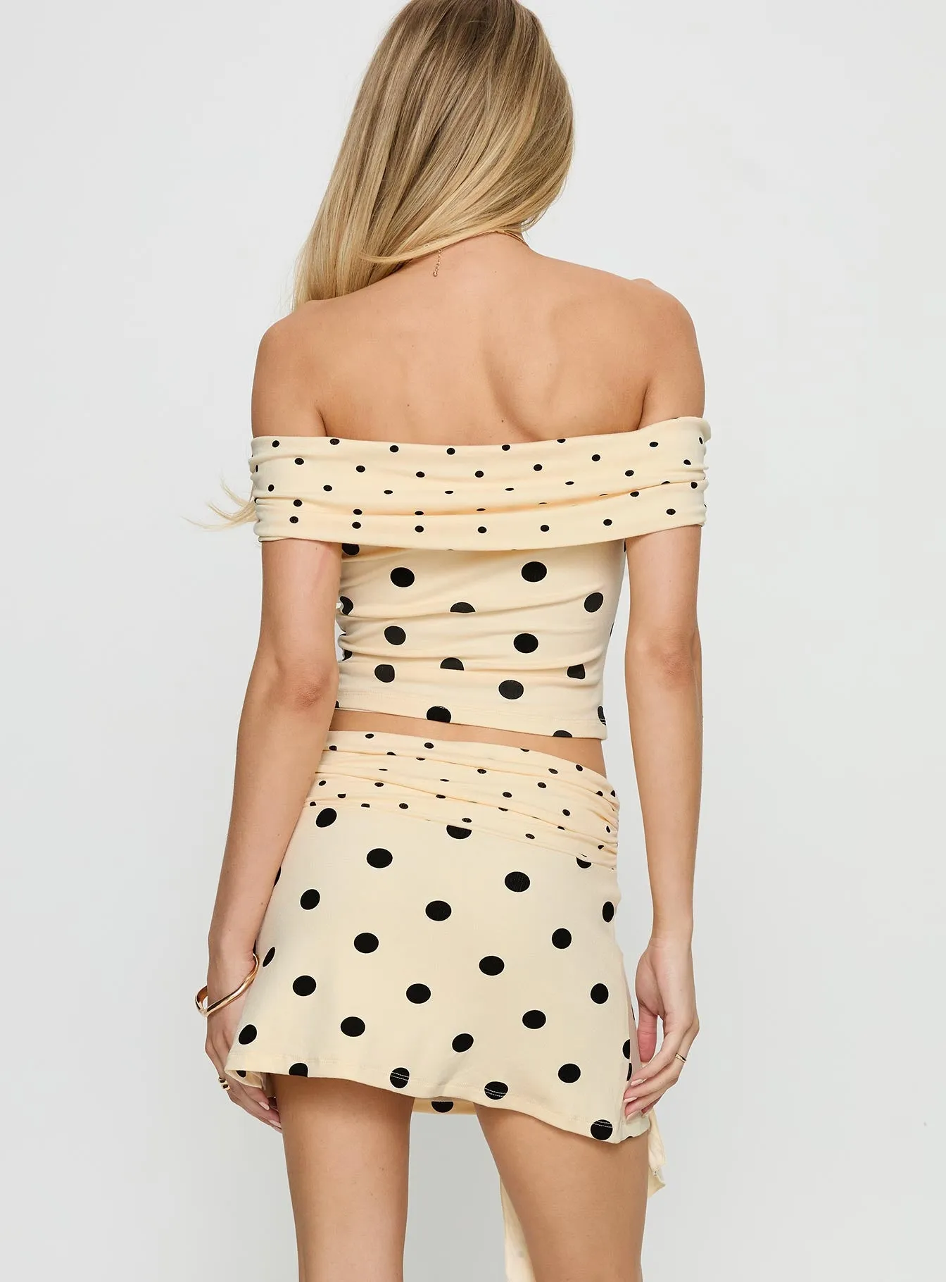 Porzia Wrap Detail Mini Skirt Cream / Polka Dot sold by Princess Polly product image thumbnail 5