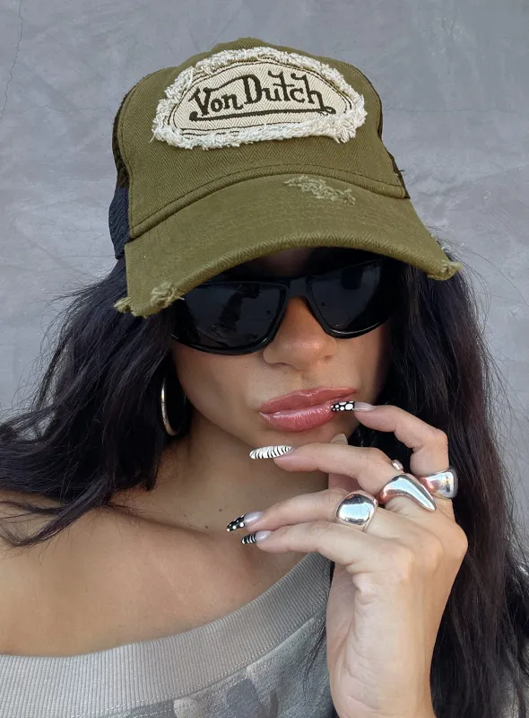 Von Dutch Denim Trucker Hat Vintage Green sold by Princess Polly