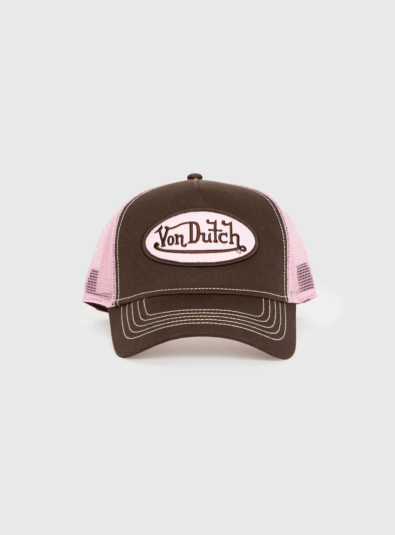 Von Dutch Staple Trucker Hat Brown / Pink sold by Princess Polly product image thumbnail 2