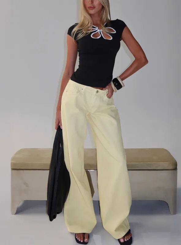Ramos Low Rise Wide Leg Jeans Butter Lemon sold by Princess Polly