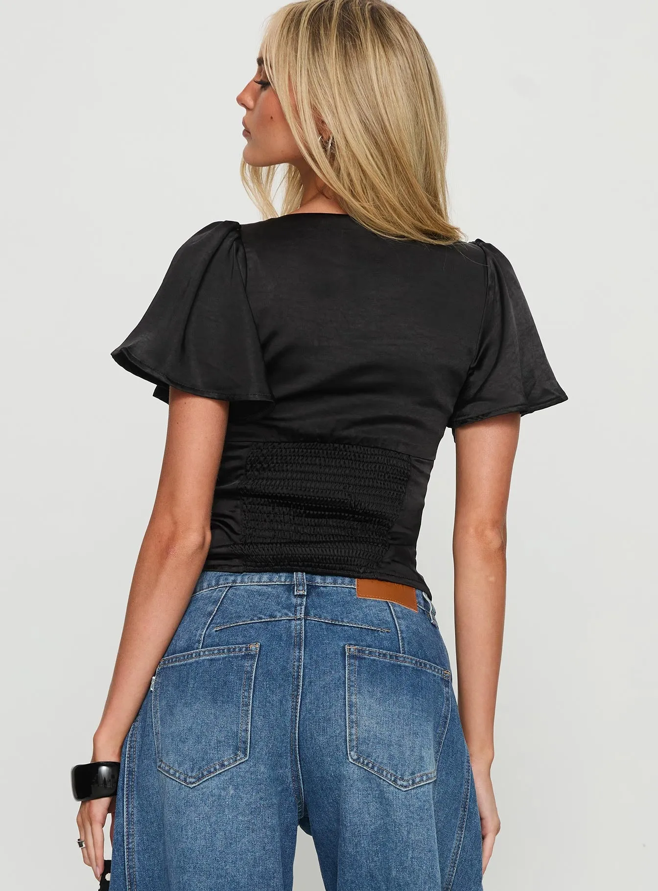 Sun Will Rise Tie Detail Top Black sold by Princess Polly product image thumbnail 4