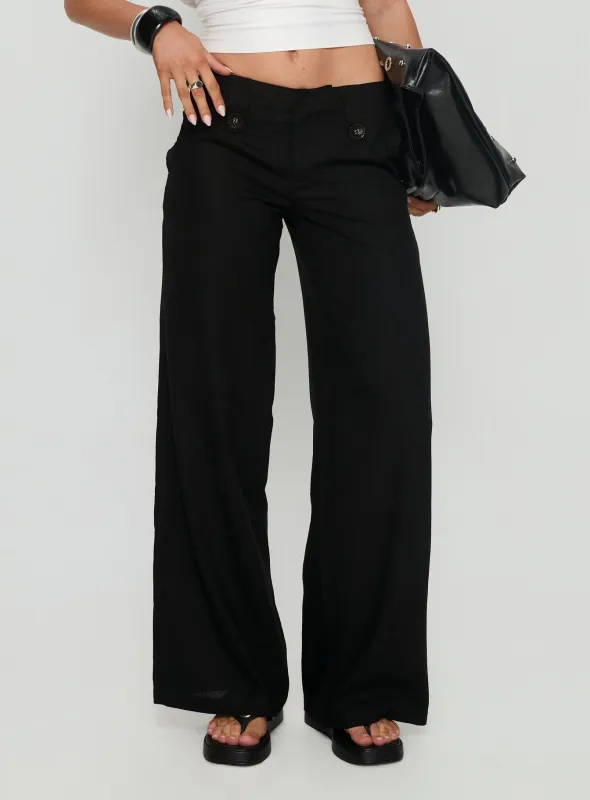 Pedra Wide Leg Pant Black sold by Princess Polly