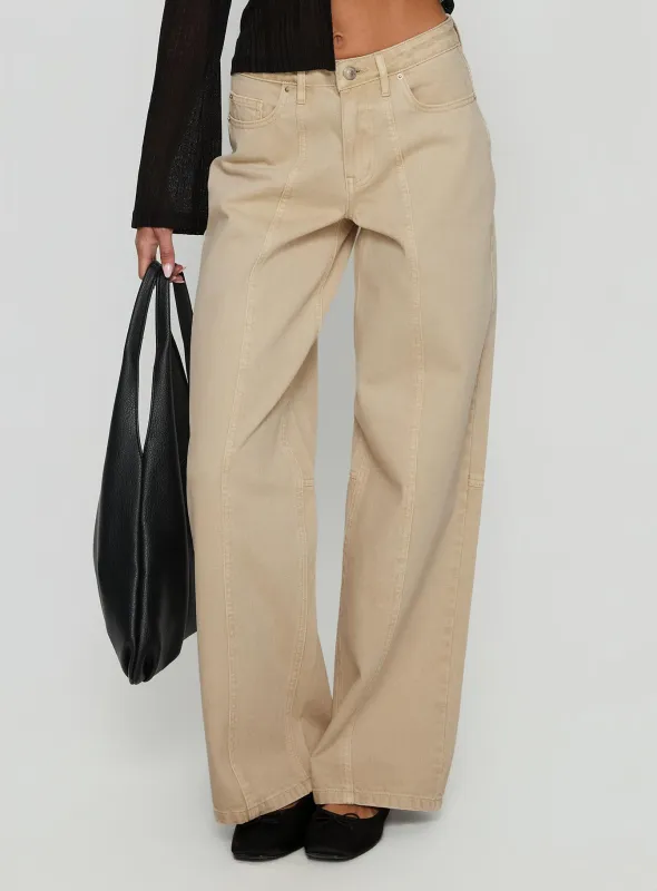 Lando Low Rise Straight Leg Jeans Tan sold by Princess Polly