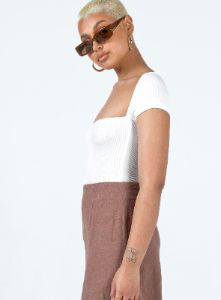 Langley Bodysuit White sold by Princess Polly