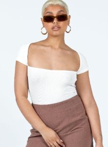 Langley Bodysuit White sold by Princess Polly