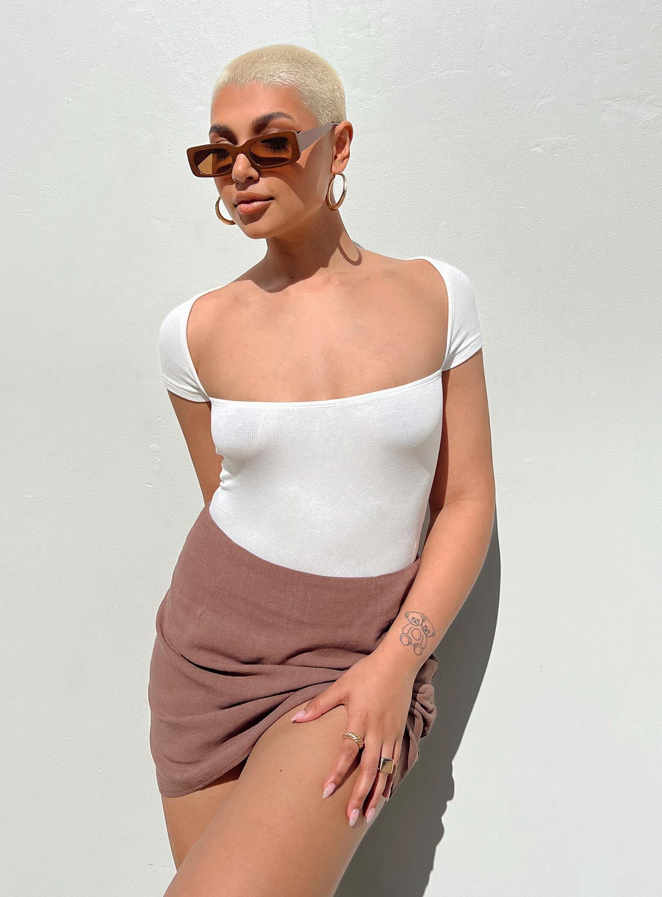 Langley Bodysuit White sold by Princess Polly