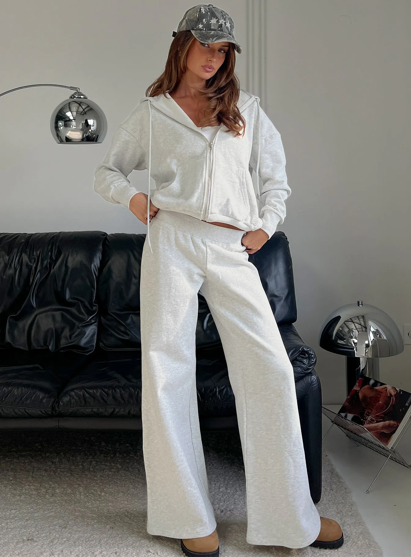Summits Flared Track Pants Grey Marle sold by Princess Polly
