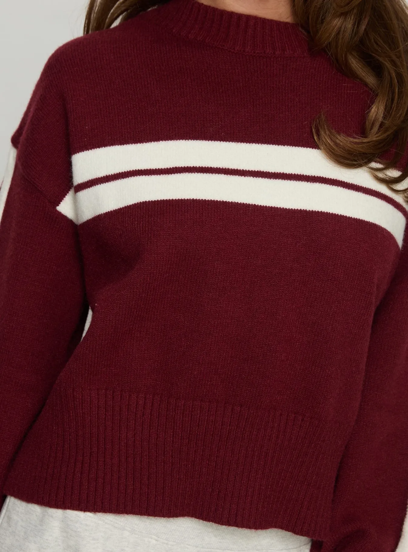 Catherin Crew Neck Knit Sweater Red / White sold by Princess Polly product image thumbnail 5
