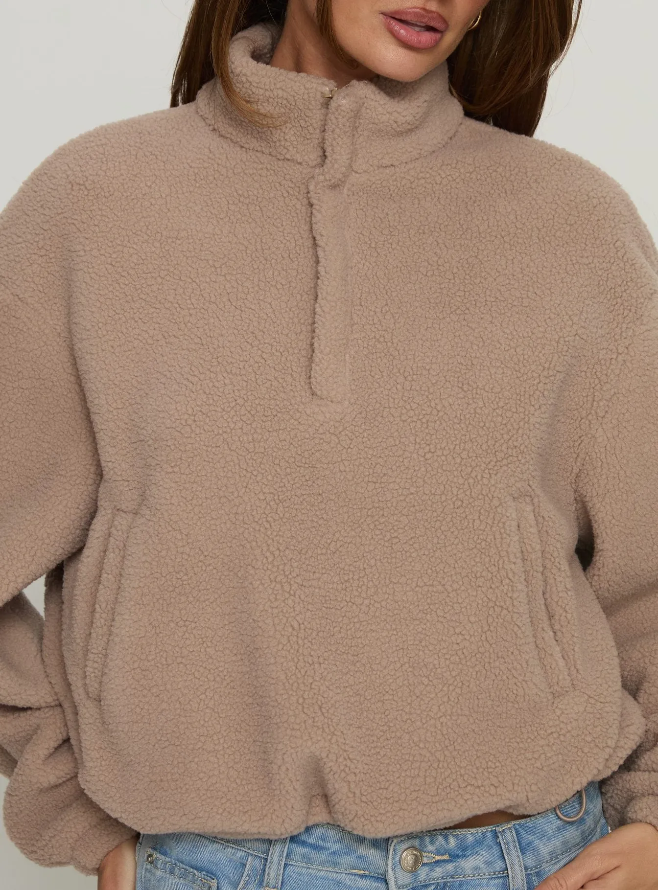 Icy Days Fleece Quarter Zip Jumper Light Brown sold by Princess Polly product image thumbnail 5