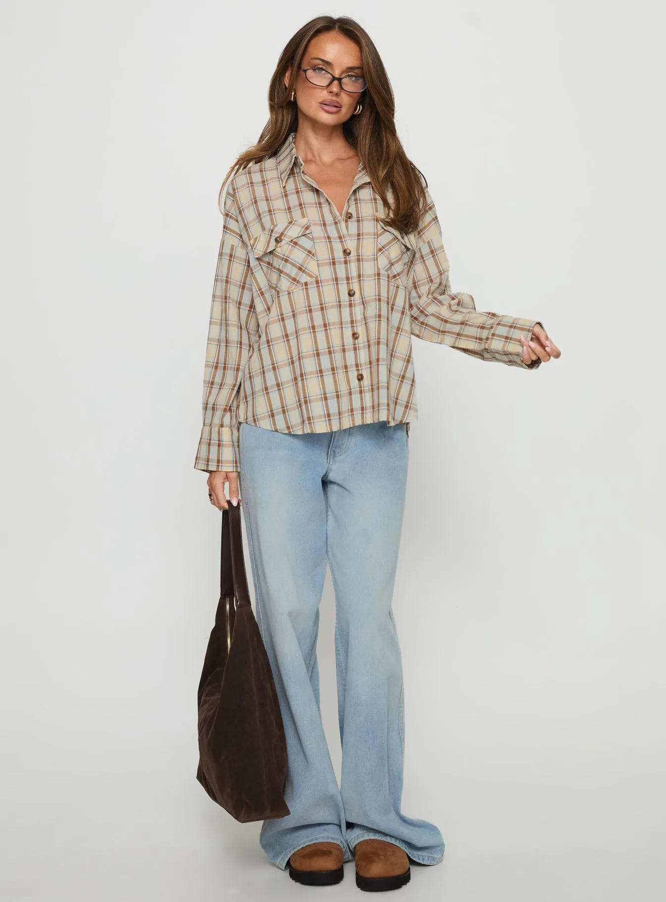 Sweet Summer Flannel Top Blue Check sold by Princess Polly product image thumbnail 3