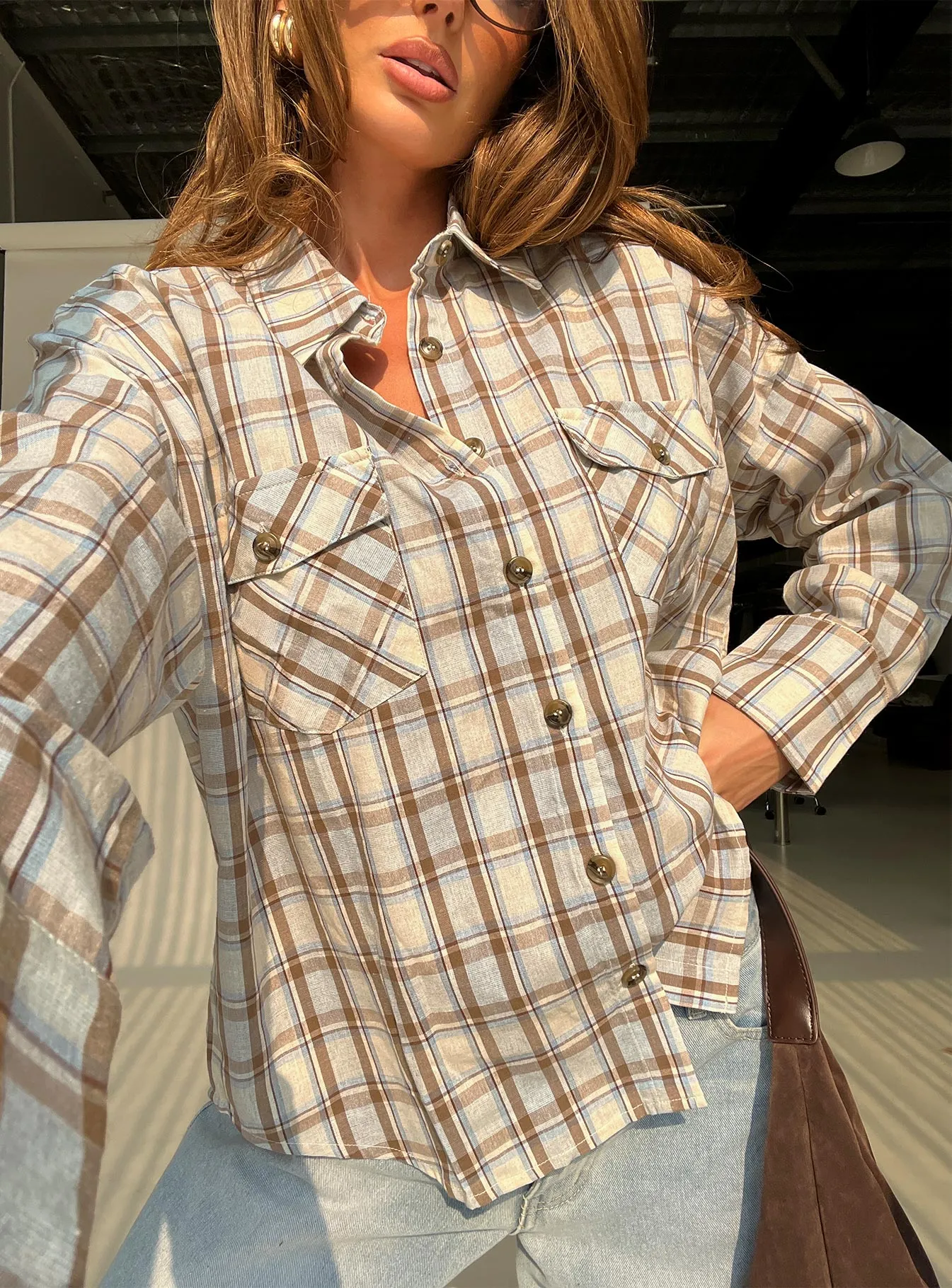 Sweet Summer Flannel Top Blue Check sold by Princess Polly