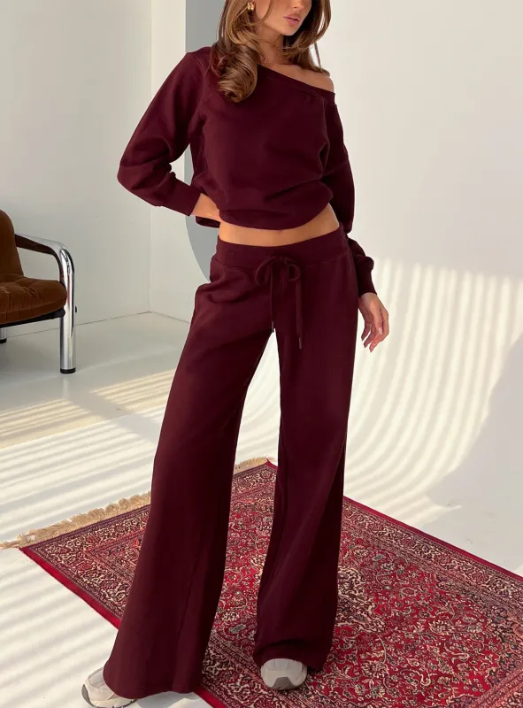 Dodie Wide Leg Pants Washed Currant sold by Princess Polly