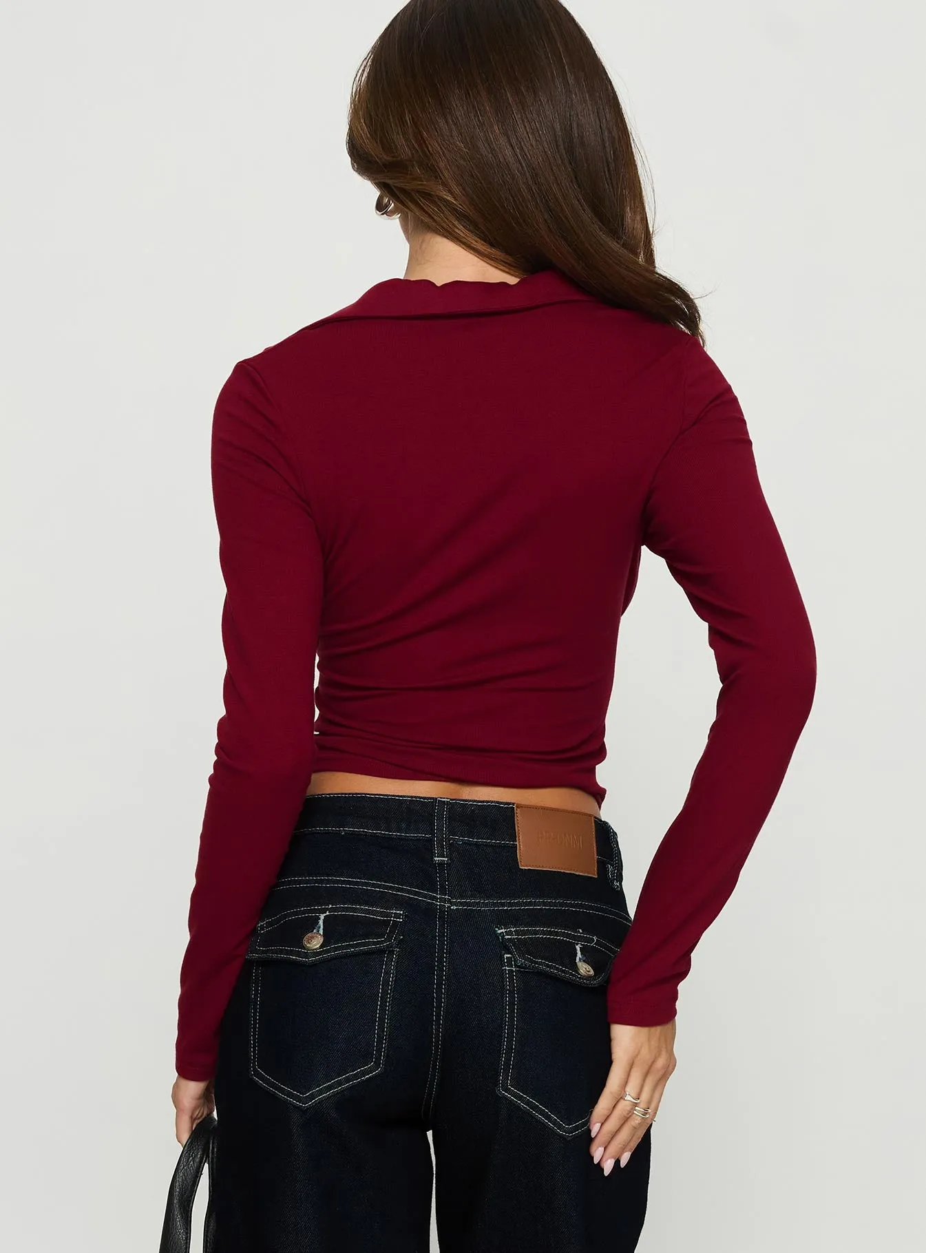 Philia Collared Wrap Top Red sold by Princess Polly product image thumbnail 4