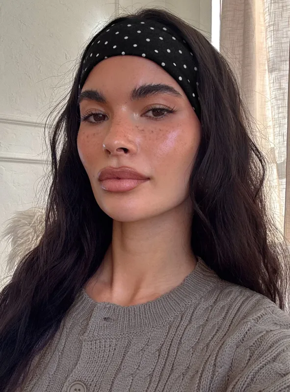 The Juney Headband Black Polka sold by Princess Polly