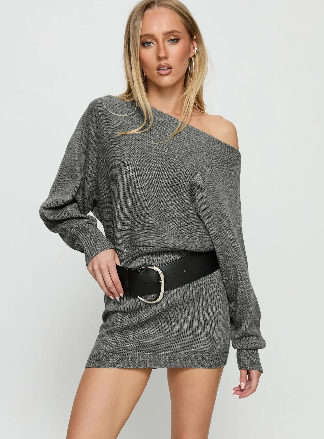 Bellamie Long Sleeve Mini Dress Grey sold by Princess Polly product image thumbnail 2