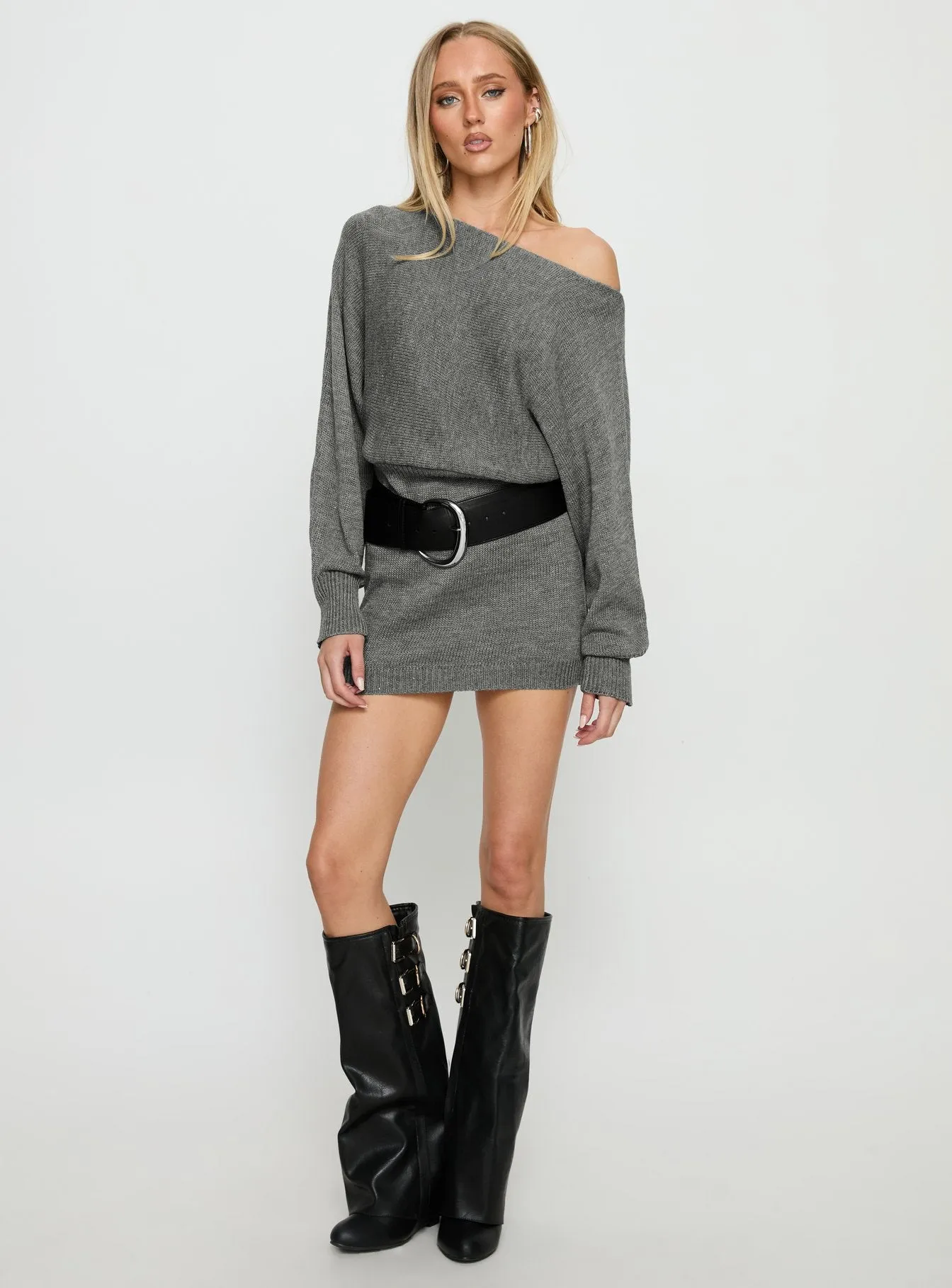 Bellamie Long Sleeve Mini Dress Grey sold by Princess Polly product image thumbnail 3
