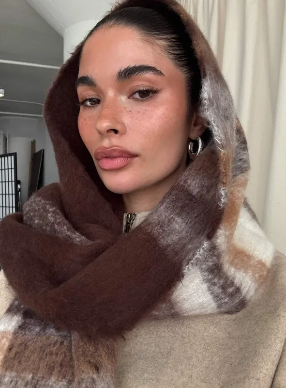 Warm Welcome Scarf Brown Plaid sold by Princess Polly