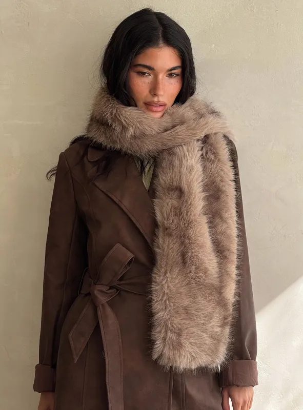 Freeze Fluffy Scarf Brown sold by Princess Polly