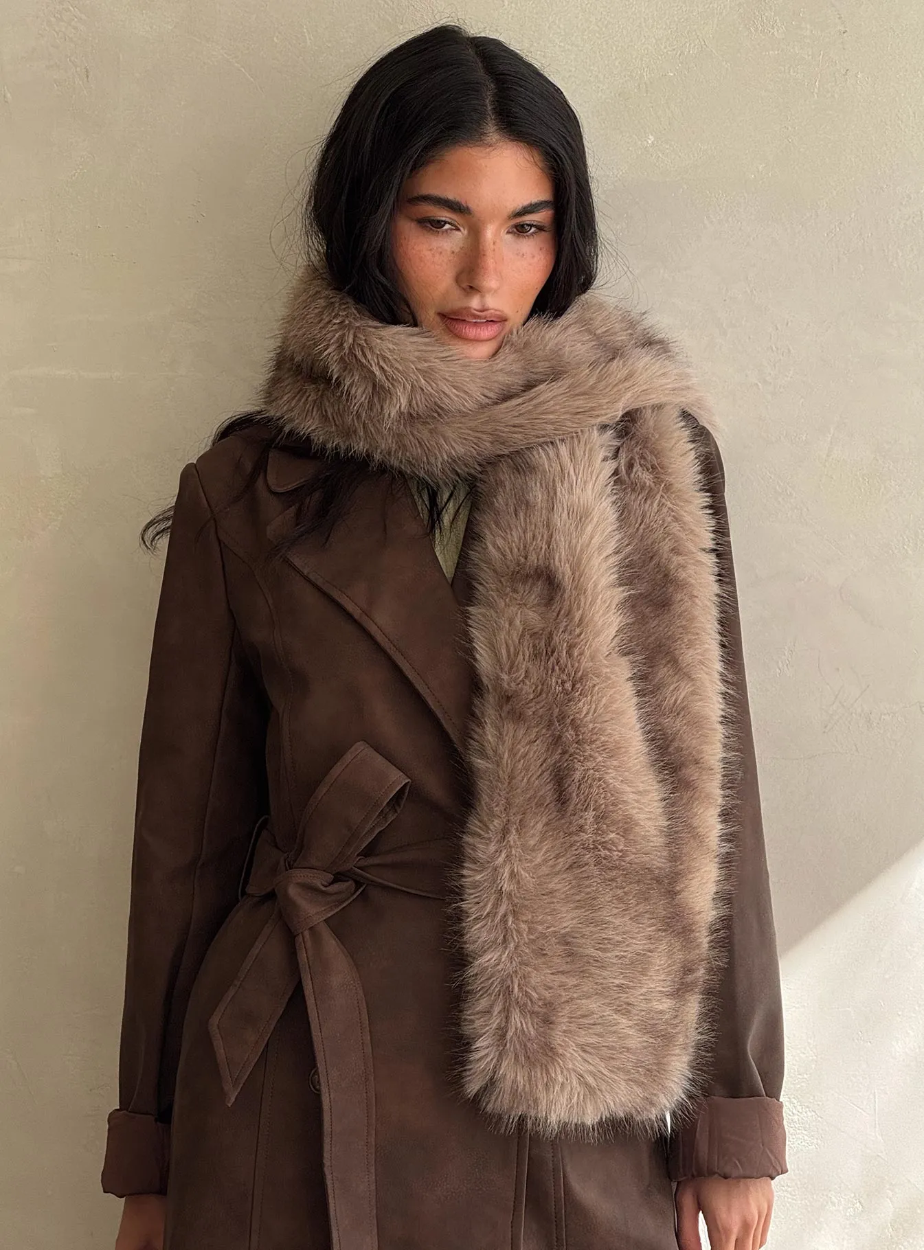 Freeze Fluffy Scarf Brown sold by Princess Polly