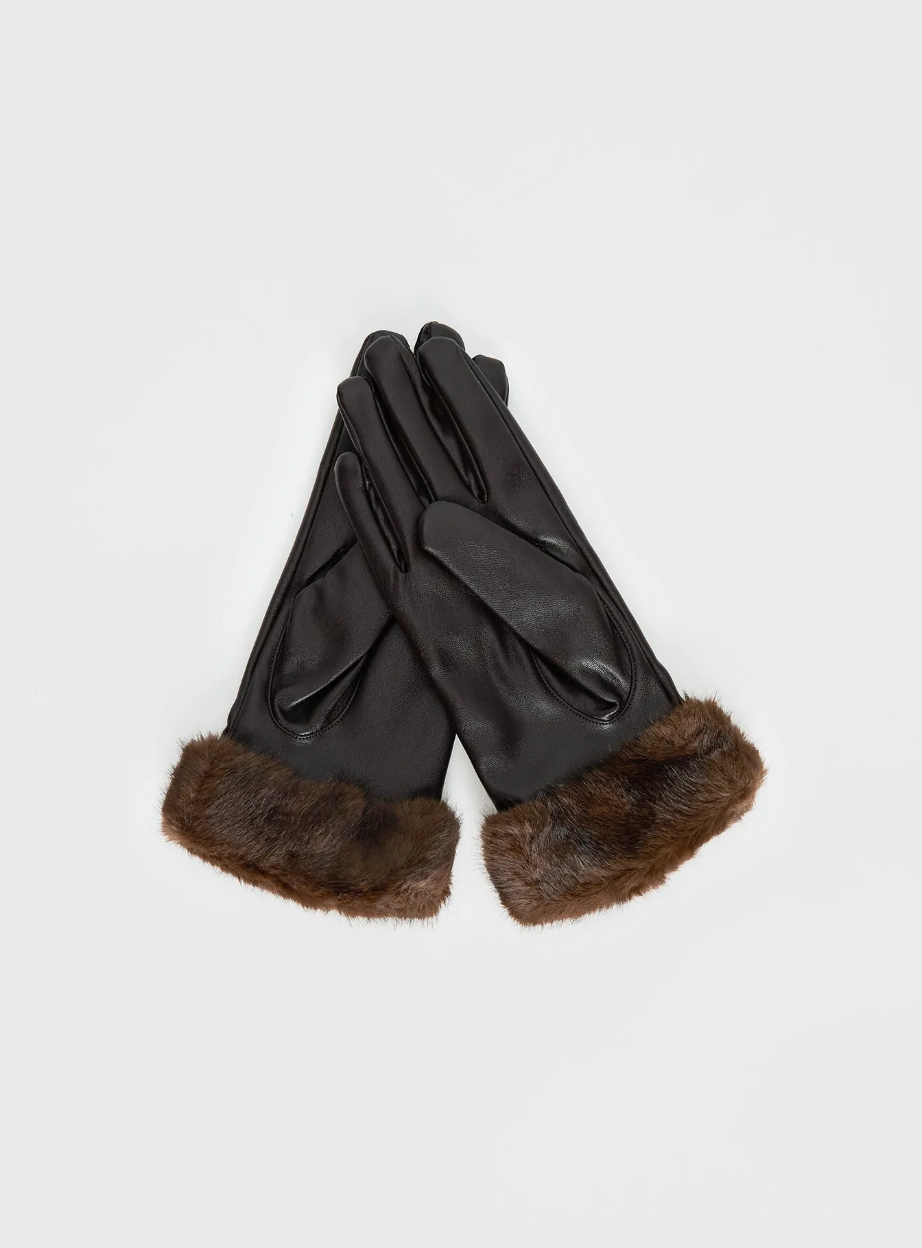 Elowynn Faux Leather Gloves Brown sold by Princess Polly product image thumbnail 3