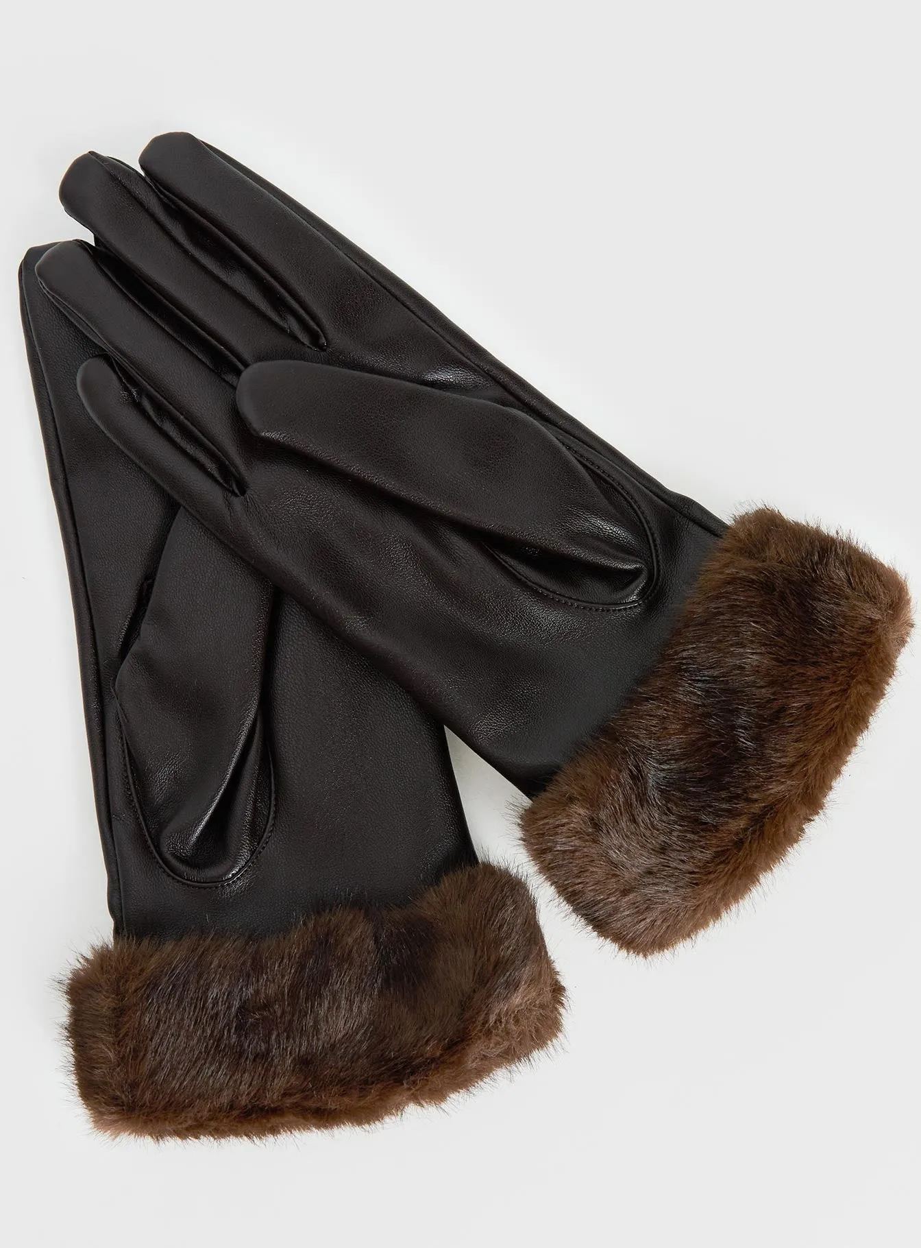 Elowynn Faux Leather Gloves Brown sold by Princess Polly product image thumbnail 4