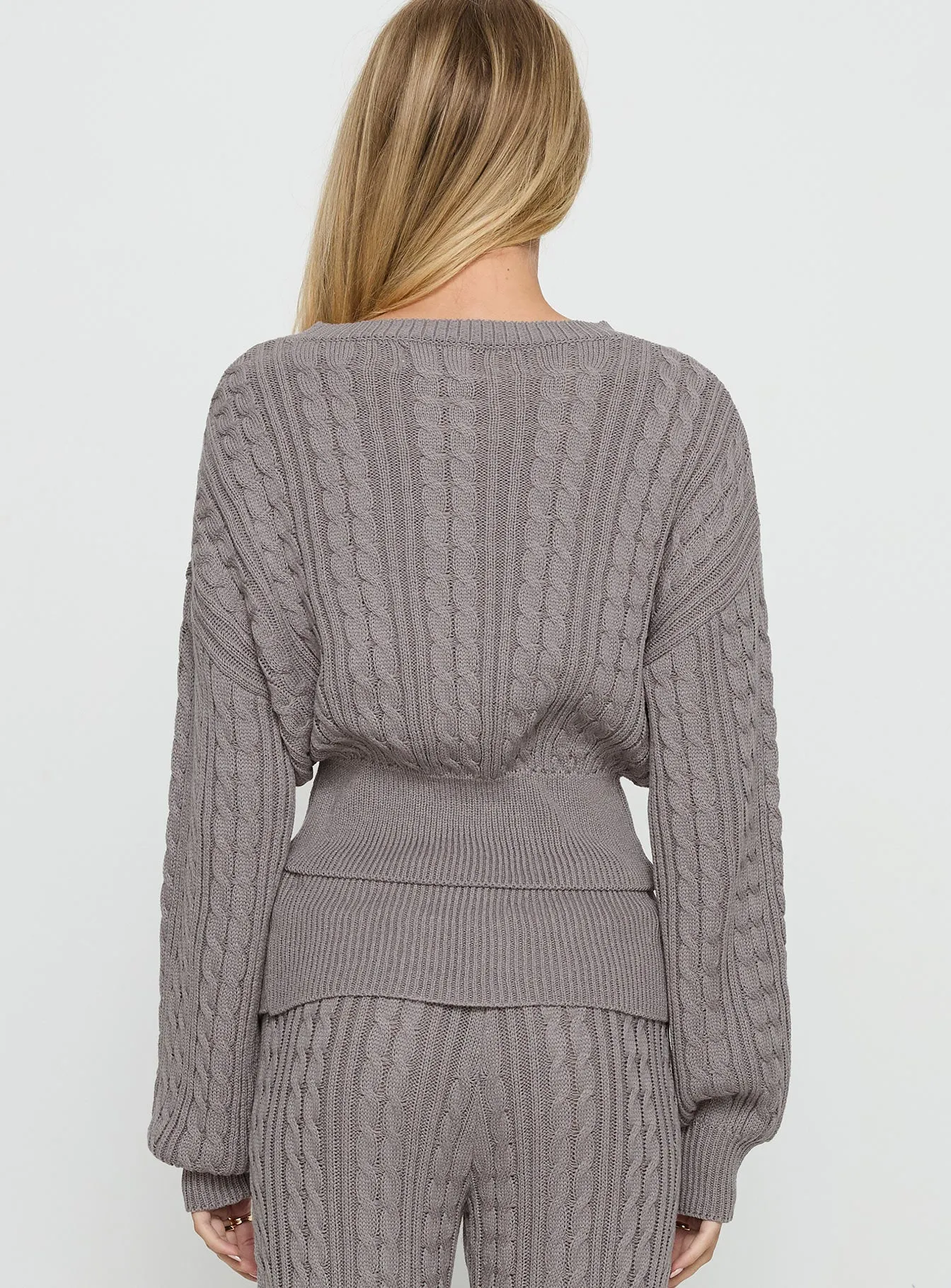 Baleigh Cable Knit Cardigan Grey sold by Princess Polly product image thumbnail 5
