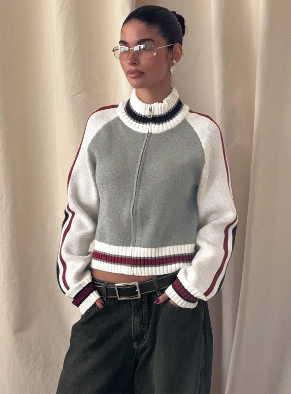 Tilar Knit Jacket Grey Multi sold by Princess Polly