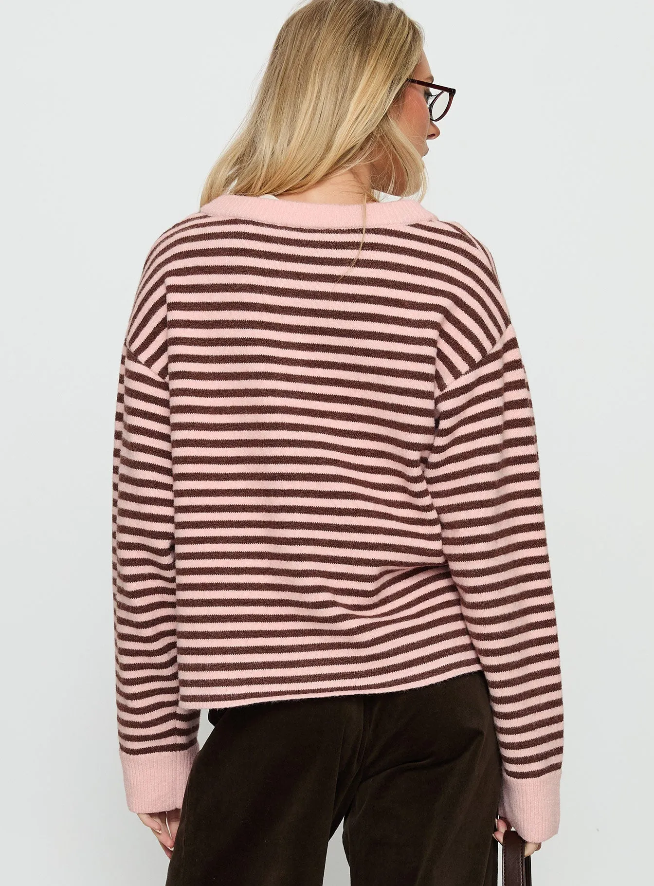 Darnelle Button Up Knit Cardigan Pink Stripe sold by Princess Polly product image thumbnail 5
