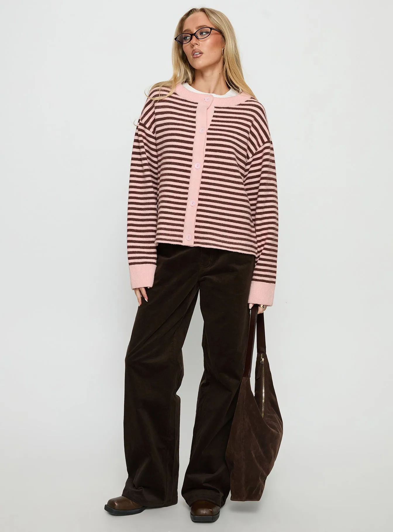 Darnelle Button Up Knit Cardigan Pink Stripe sold by Princess Polly product image thumbnail 3