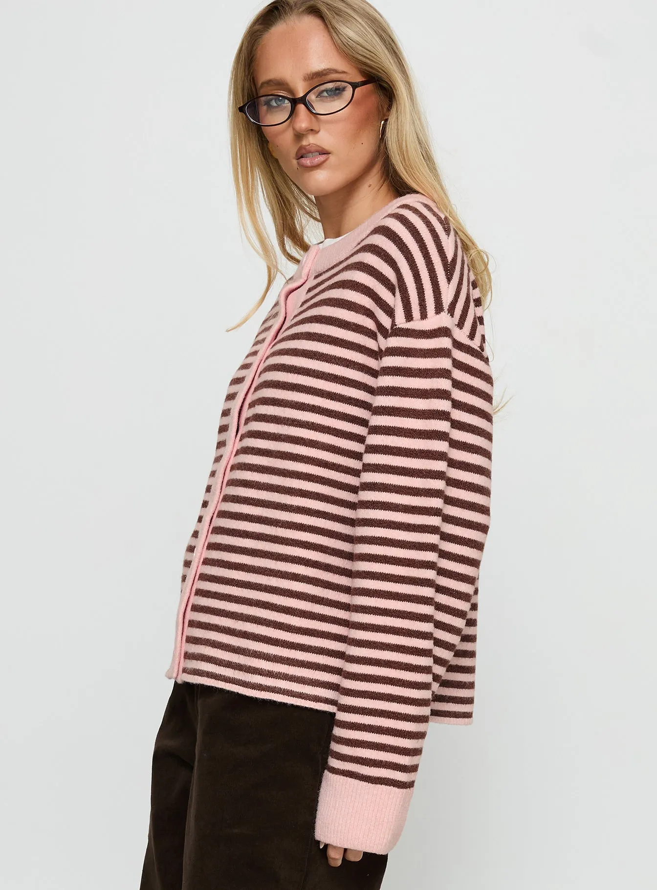 Darnelle Button Up Knit Cardigan Pink Stripe sold by Princess Polly product image thumbnail 4