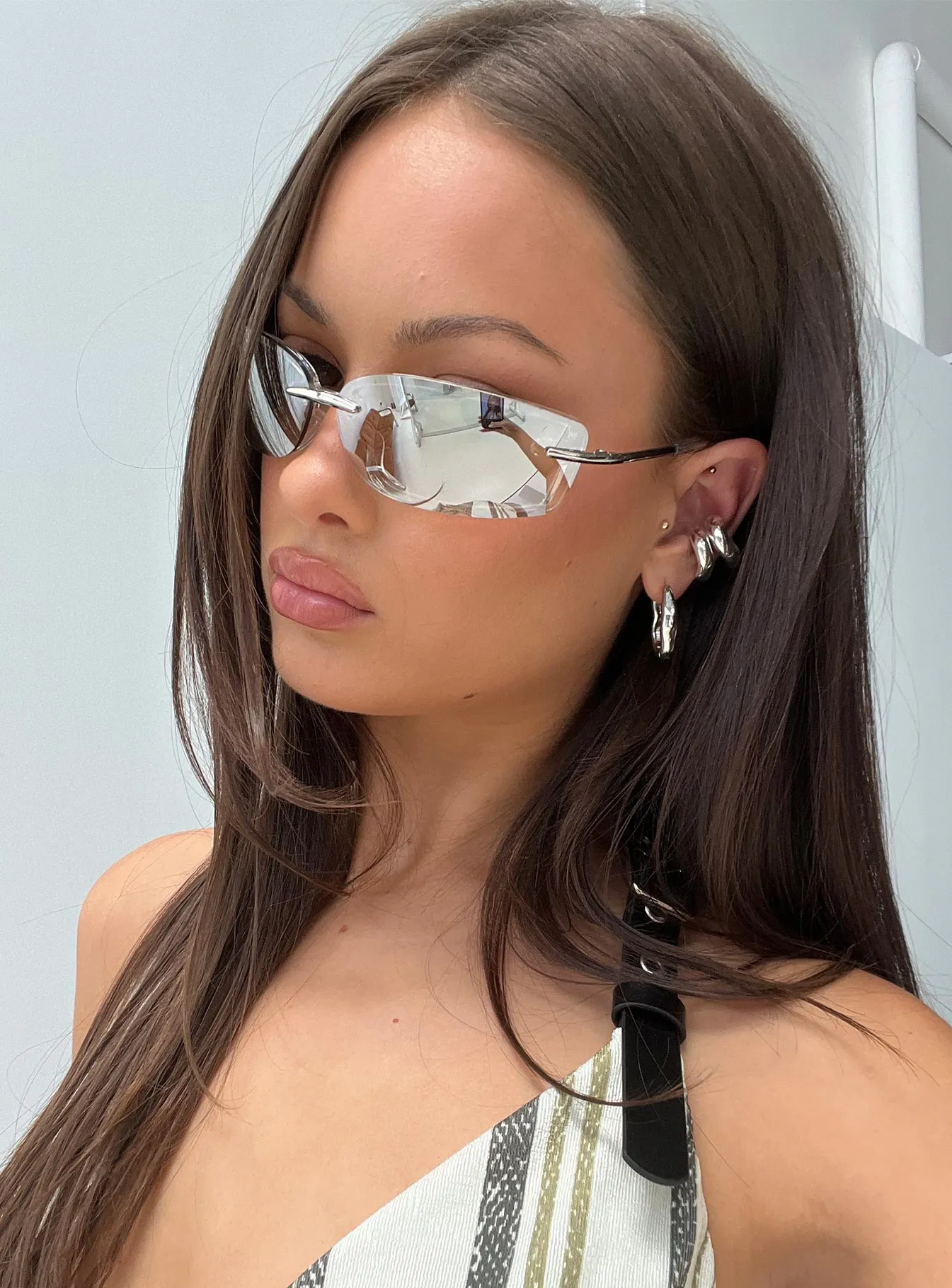 Jaimee Sunglasses Silver sold by Princess Polly