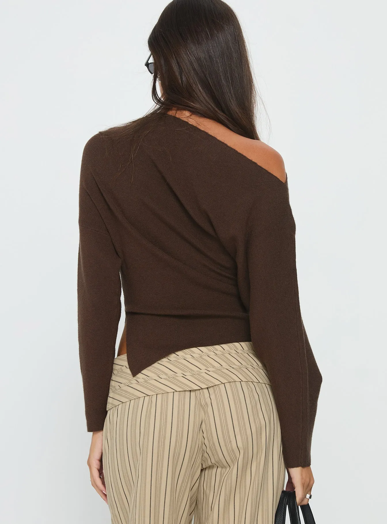 Kaelith Off Shoulder Knit Sweater Brown sold by Princess Polly product image thumbnail 5