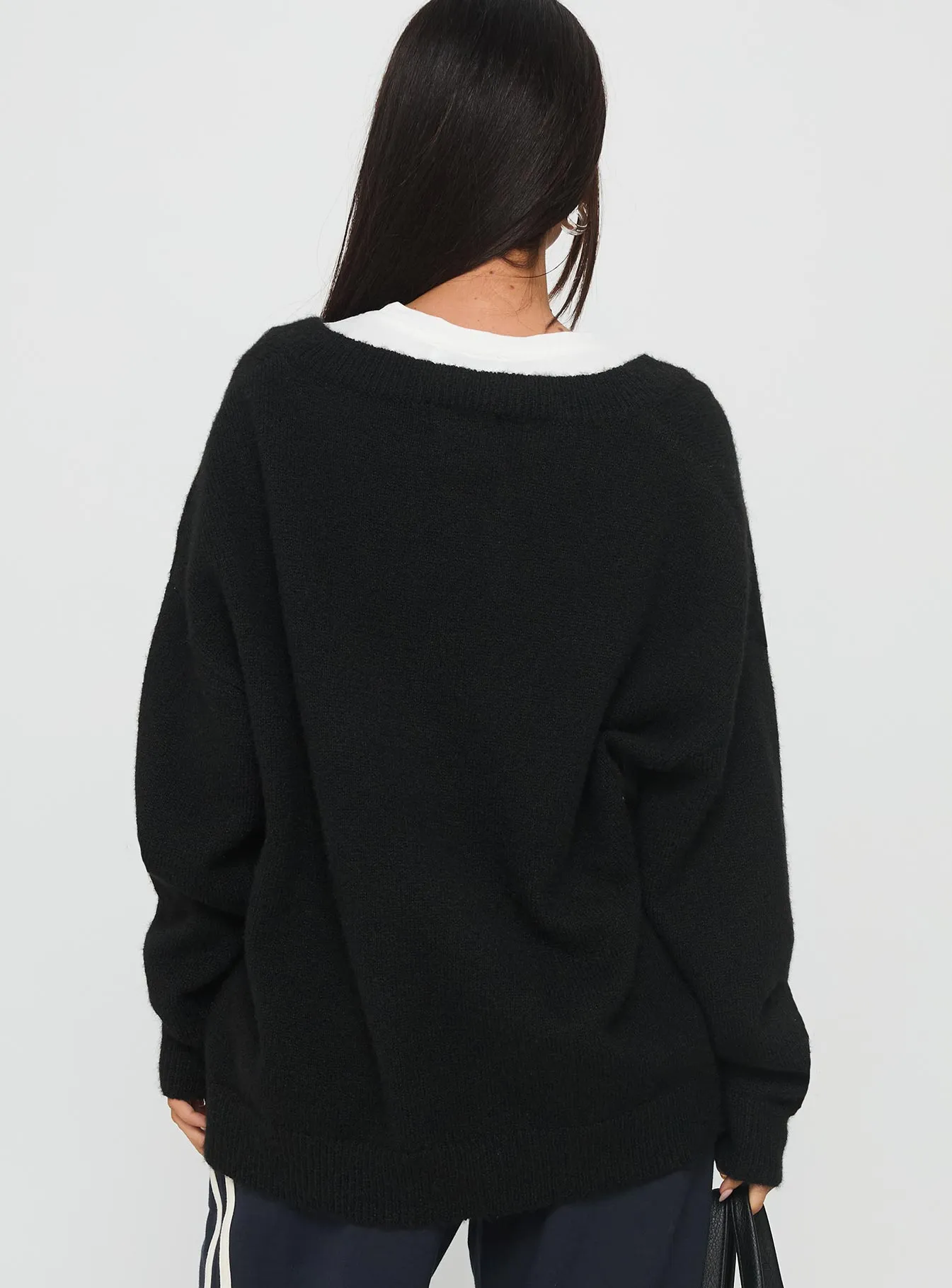 Stay The Night V Neck Knit Sweater Black sold by Princess Polly product image thumbnail 5