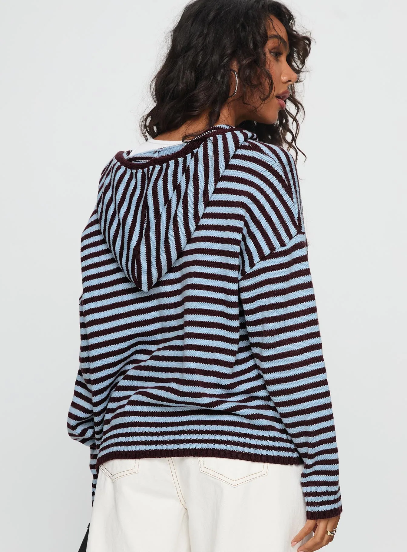Brienna Zip Jacket Burgundy / Blue Stripe sold by Princess Polly product image thumbnail 4