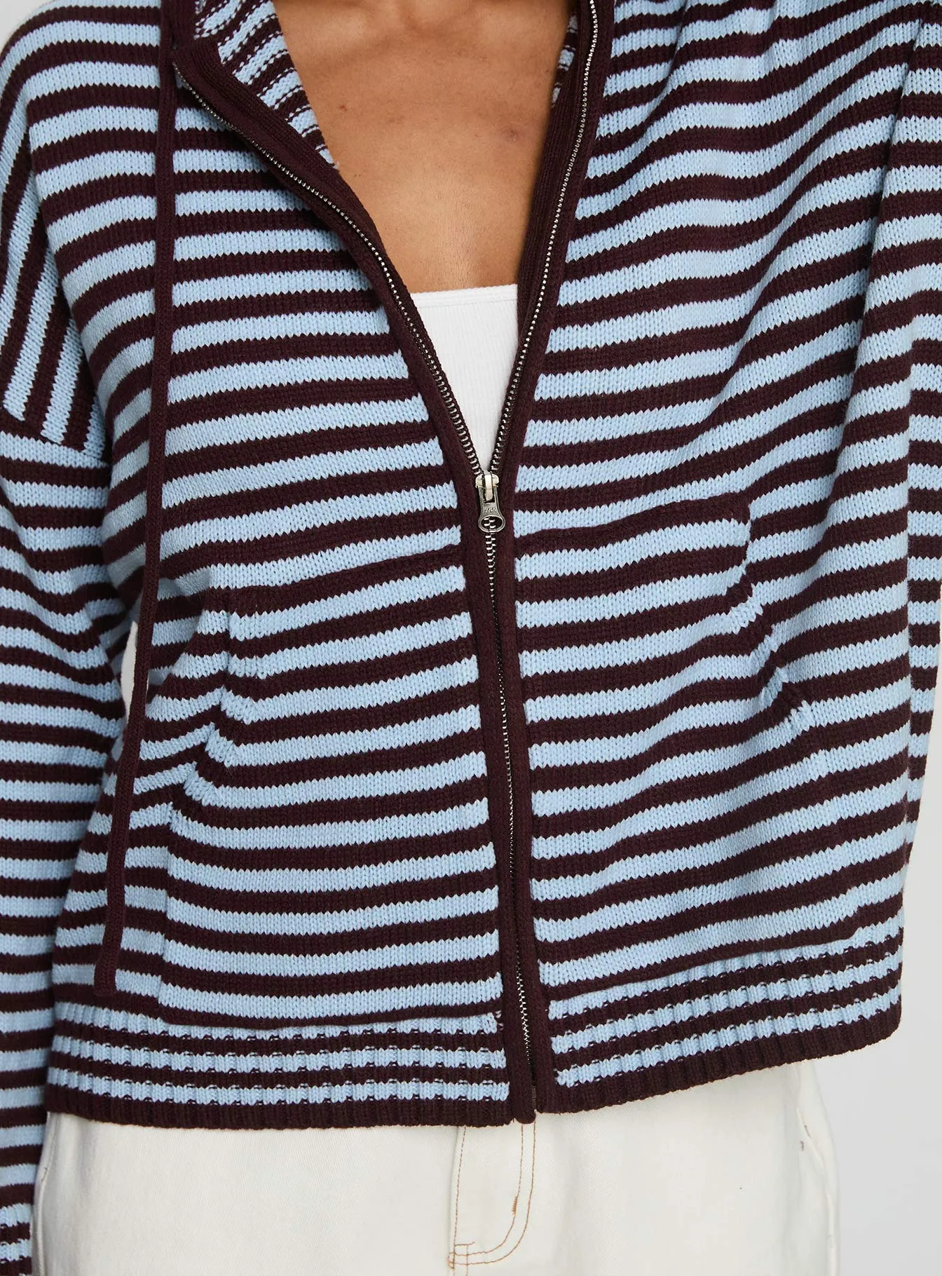 Brienna Zip Jacket Burgundy / Blue Stripe sold by Princess Polly product image thumbnail 5