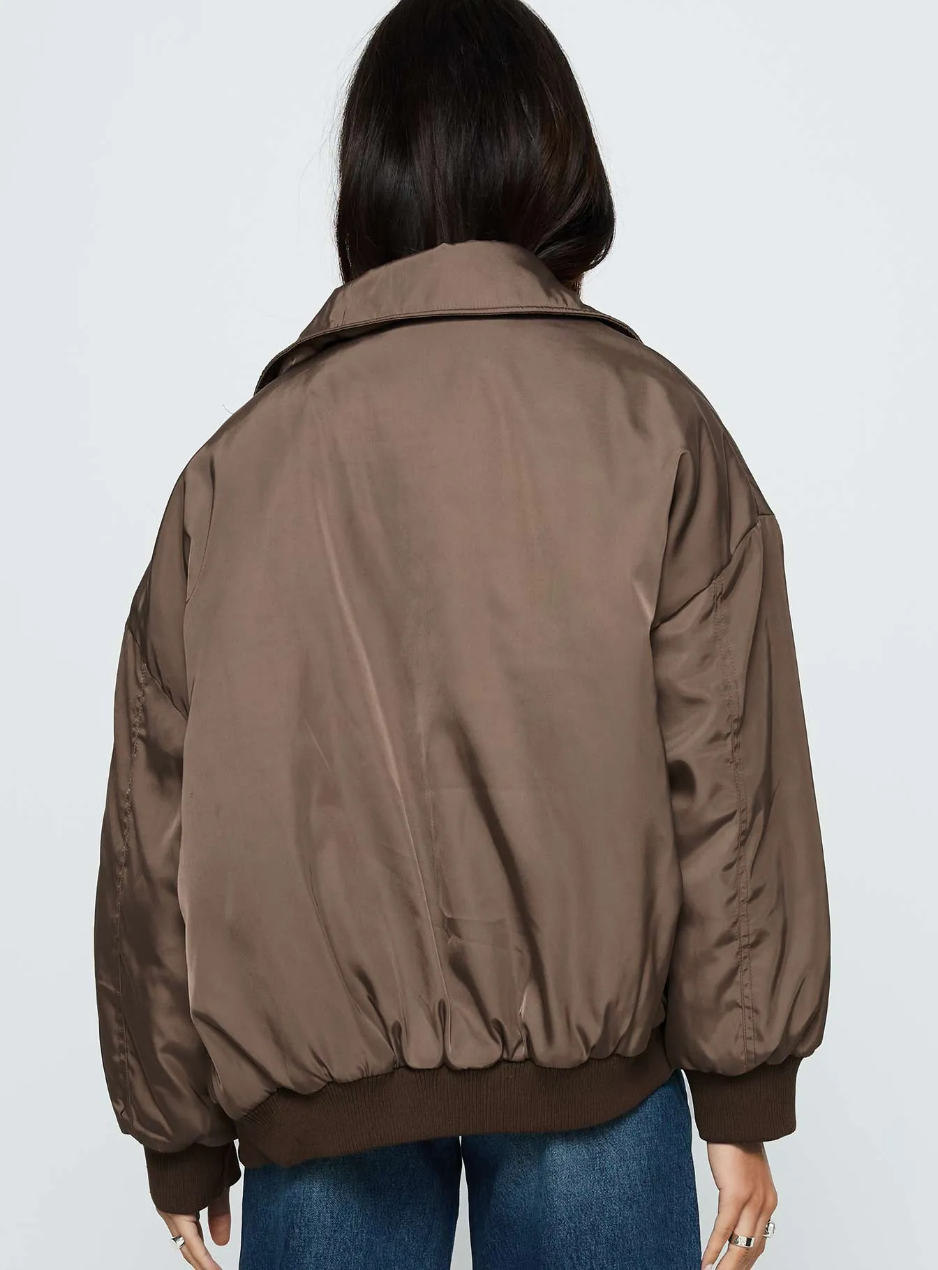 Say Less Bomber Jacket Dark Brown sold by Princess Polly product image thumbnail 5