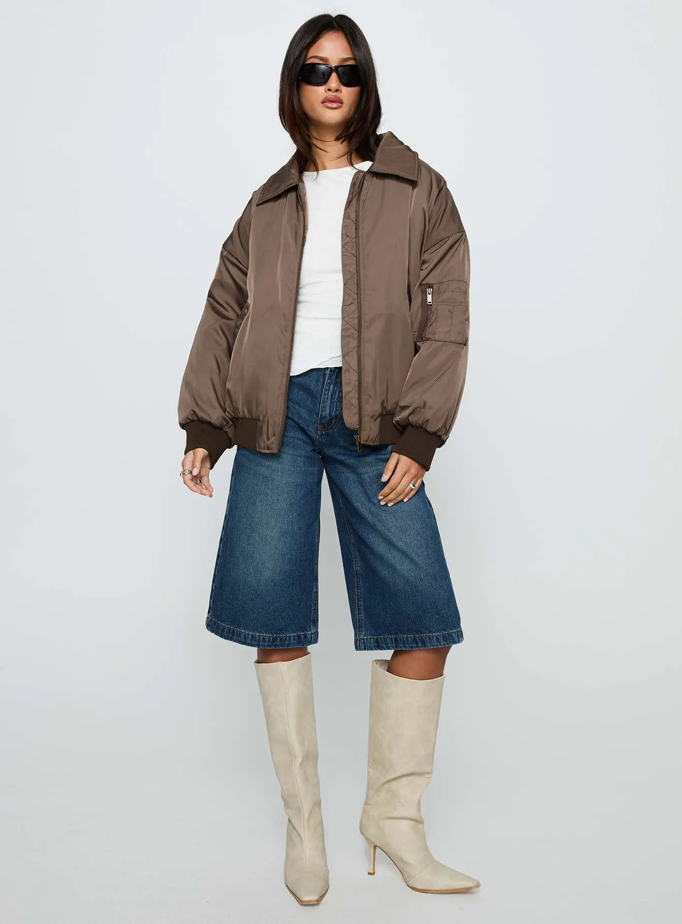 Say Less Bomber Jacket Dark Brown sold by Princess Polly product image thumbnail 3