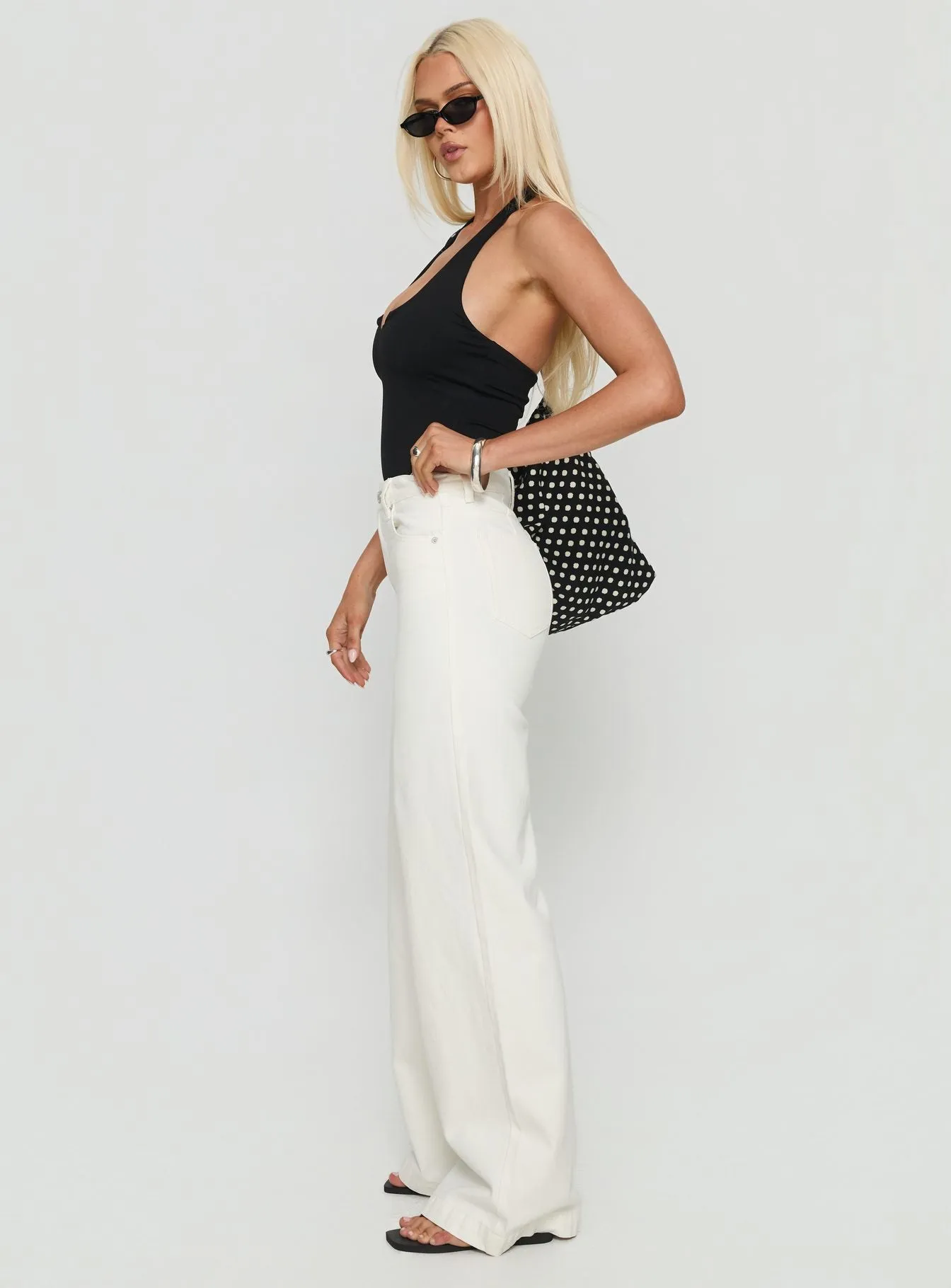 Goldie High Rise Wide Leg Jeans White sold by Princess Polly product image thumbnail 4